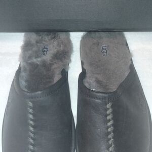 UGG Men's Dark Brown Leather Slip-Ons